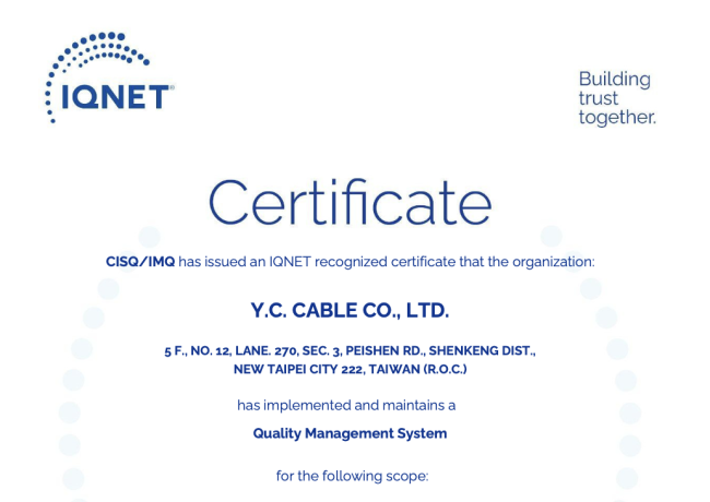 YC Cable Taiwan — ISO 13485:2016 Certified